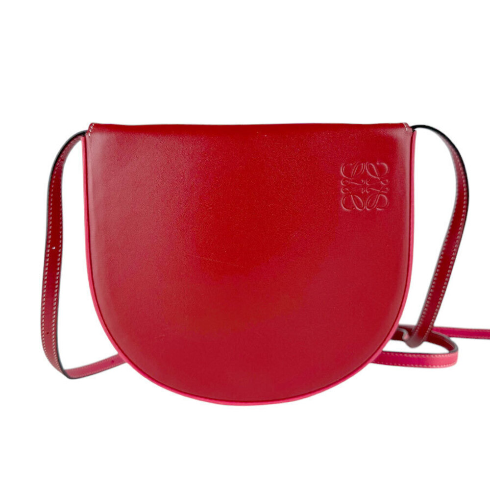 Loewe Shoulder Bag Waist Heel Leather Red
